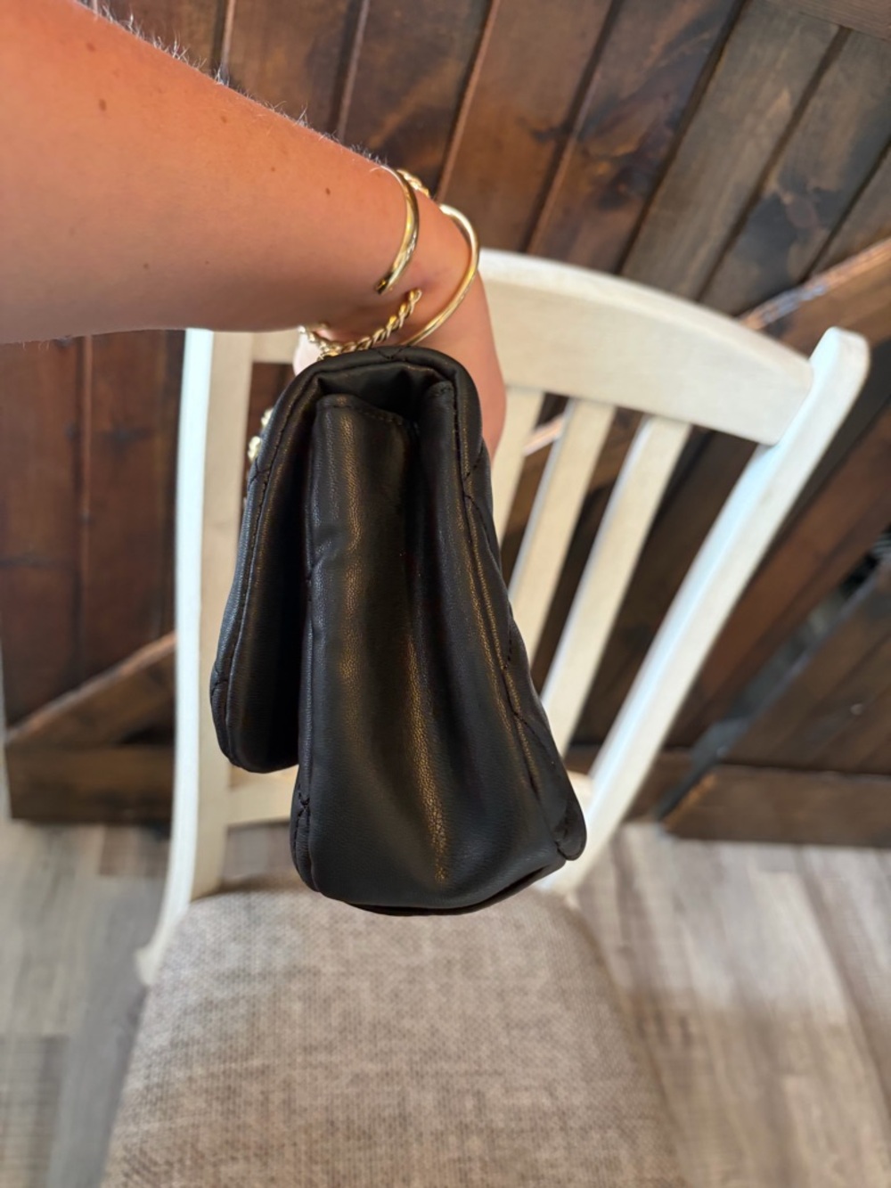 Badgley Mischka Black Quilted Crossbody with Gold Chain - Picture 9 of 10